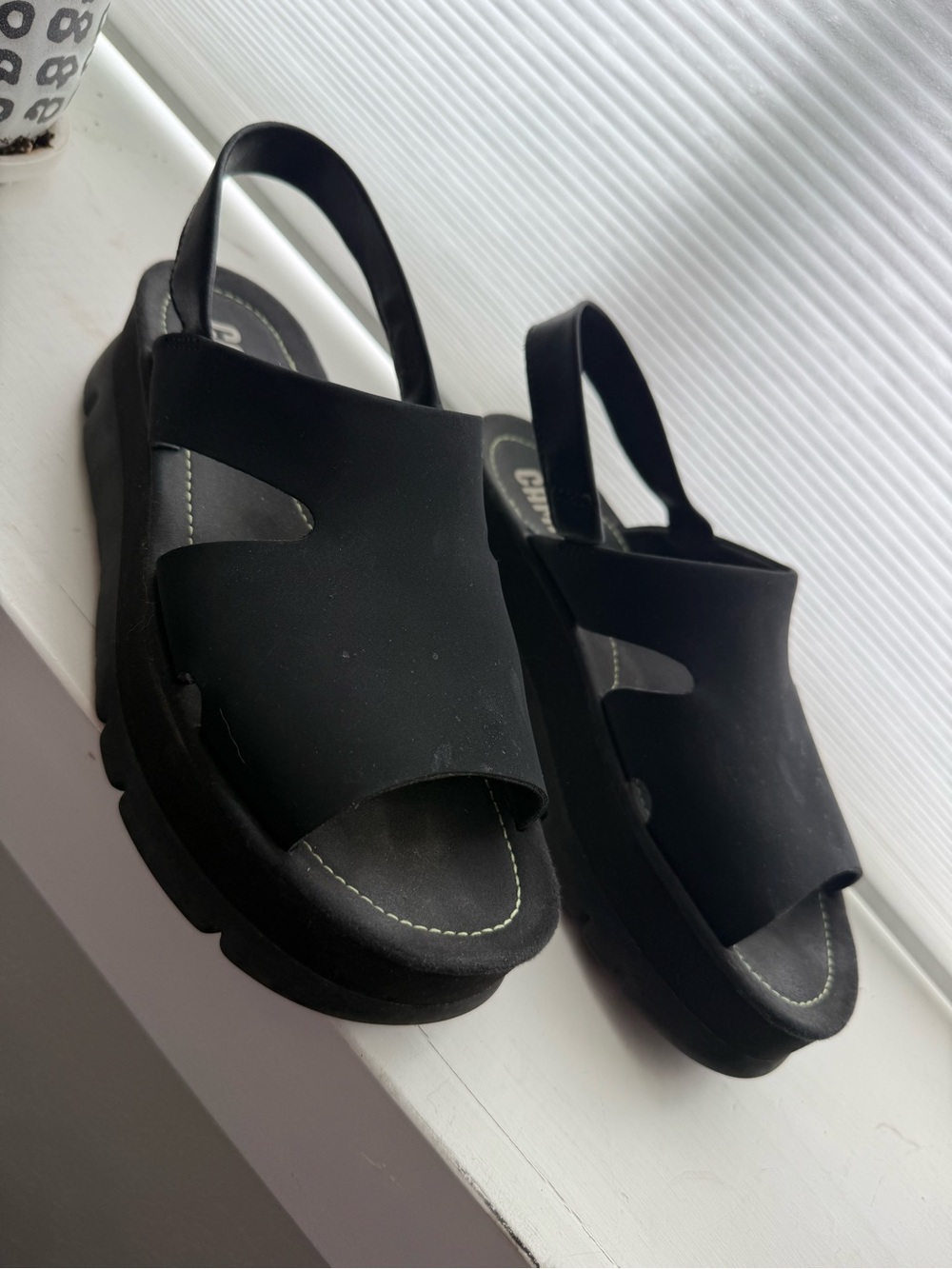 Camper Black Platform Slingback Sandals